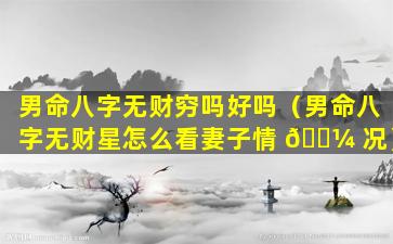 男命八字无财穷吗好吗（男命八字无财星怎么看妻子情 🌼 况）